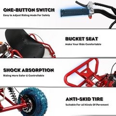 Electric Go Kart 2000W Motor Go Kart Premium Steel Tubular Frame 3 Speed 30MPH