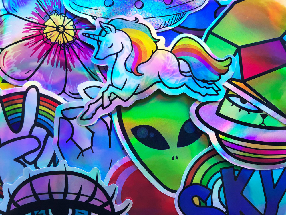 20 Shiny Holographic Reflective Graffiti Foil Cool Laptop Stickers Decals #CS1