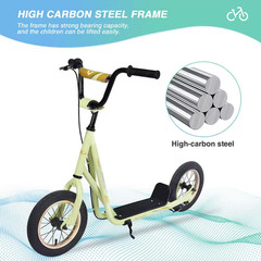 Kick Scooter Bike for 6-12-Years Old Kids W/Adjustable Handlebar,12 In. Inflatab
