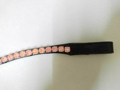 Wonderful Pink Stone Crystal Leather Browband For Horse.