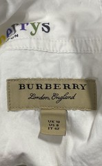 Burberry Women’s White Multi-Color Sport Logo Print Button Down Shirt Sz 8