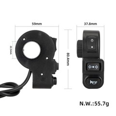 50cm Black 3 Function Handlebar Switch for Scooter Headlight For horn Beam