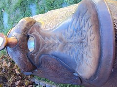 SIMCO Western Show / Parade Saddle- 15″ -SILVER HEARTS- Tooled Design -STUNNING!
