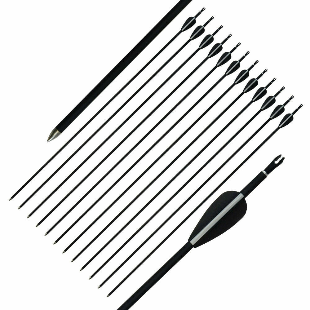 32in 12PCS Recurve Bow Mixed Carbon ArrowsHunting Practice Archery Target Arrow