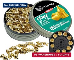 Harpex Airgun Pellets Fenix Gold .22 Caliber | .25 Caiber Pointed Head – Premium