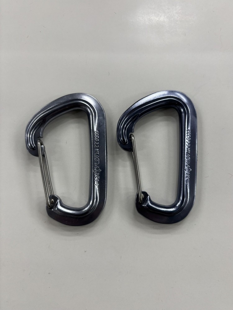 TWO PACK LOT NEW Black Diamond Neutrino Aluminum Wiregate Carabiner – Gray 24kN