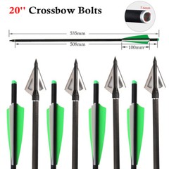 12PCS 20» Carbon Crossbow Bolts Crossbow Arrows 100 Grain Broadheads Hunting