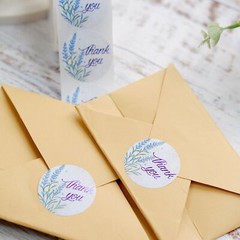 500 White 1.5 in Round Self Adhesive STICKERS Floral Thank You LABELS DIY Craft