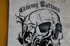Alchemy Tattoos Skull Art Black White OG Skin Z26B Vintage Skateboarding STICKER