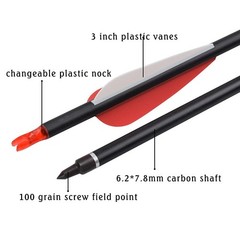 Carbon Arrow Hunting Target Practice Arrows 26 Inch with Removable Tips for C…