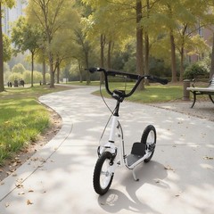 Dual Brakes Kick Scooter 12-Inch Inflatable Front Wheel Ride On Toy For Age 5+
