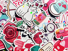 10-100 Pink Love & Marriage Cute Holographic Sticker Pack Girly Reflective Decal