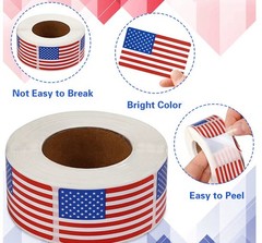 10Pcs American Flag USA Patriotic Adhesive Label 2 x 1.25 Inch Stickers Decal