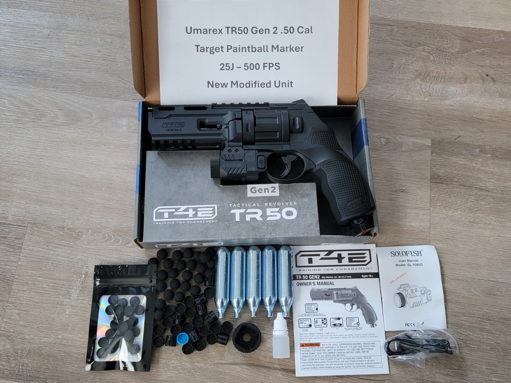 Umarex T4E TR50 (2292176) CO2 Paintball Revolver – New – Power Modified – 25J