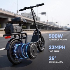 AOVOPRO ESBSPRO Electric Scooter with Seat, Commuter Foldable, 500W 22.5Ah 22mph