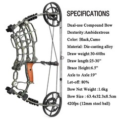 Compound Bow Set Steel Ball Arrows Dual-use 30-60lbs Archery Hunting Fishing