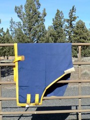 Gore-Tex Turnout Rug Dover Saddlery Classic Cover-Ups 76″ Blue Yellow Trim