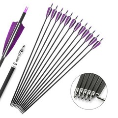 30» Archery Carbon Arrows Spine 500 7.8mm Turkey Feathers for Hunting / Quiver