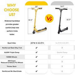 VOKUL Complete Pro Scooter for Kids Boys Girls Teens Up 6 Years – Freestyle T…