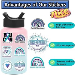 100PCS Suicide Awareness Stickers Suicide Prevention Stickers for Depressed Pers