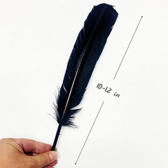 24Pcs Black Turkey Feathers 10~12in Long,Beautiful Feather for Crafts 26-31cm,Bu