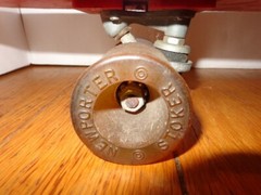 VINTAGE 70`s RED HEAVY DUTY PLASTIC 23in SKATEBOARD NEWPORTER-STOKER WHEELS -C19