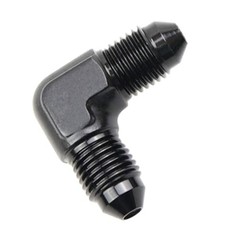90 Degree Aluminum -3 AN Male Flare to 3AN 3AN to 3AN 90 Degee, Black, QTY: 1