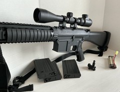 SR25-MK110 Airsoft AEG DMR, Several Accessories, Case Included
