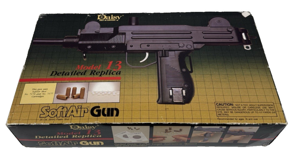 Daisy Detailed Replica Model 13 Uzi Plastic Soft Air Gun 25 Cal 6mm BB 1980s toy
