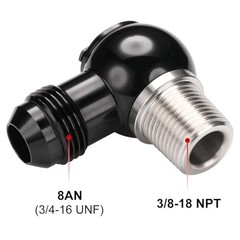 8AN Male Flare Banjo to 3/8 NPT Stainless Steel Banjo Bolt 8AN to 3/8 NPT Black