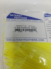 100 Pack Gateway Feathers 4″ Right Wing: Shield Fluorescent Yellow 400RSSFY