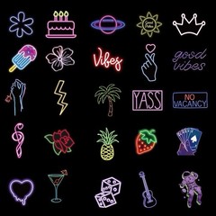 30Pcs Random Cool Neon Waterproof Vinyl Stickers For Water Bottle Laptop
