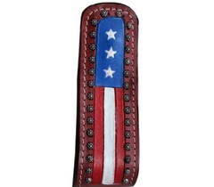 Tahoe Patriotic American Flag Leather Adult Stirrups Pair for Western Saddles