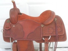 16.5″ CACTUS Saddlery Working Cowhorse Saddle~Cutting~Reining~TOOLED~GREAT COND
