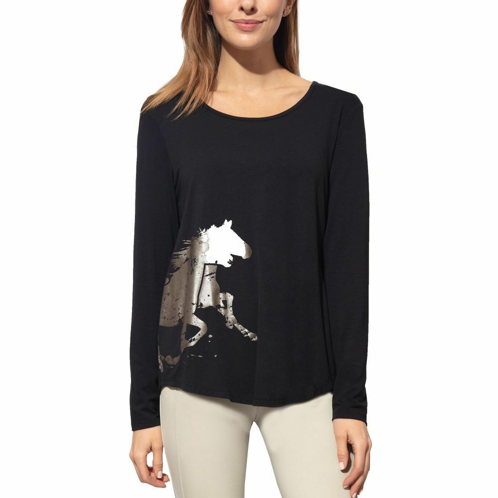 Chestnut Bay Spirit Tee-Free Run Shimmer Shirt-M-Black Night