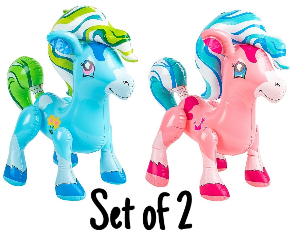(Set of 2) 27″ Pink & Blue Pony’s Inflatable Blow Up Toy Party Decoration
