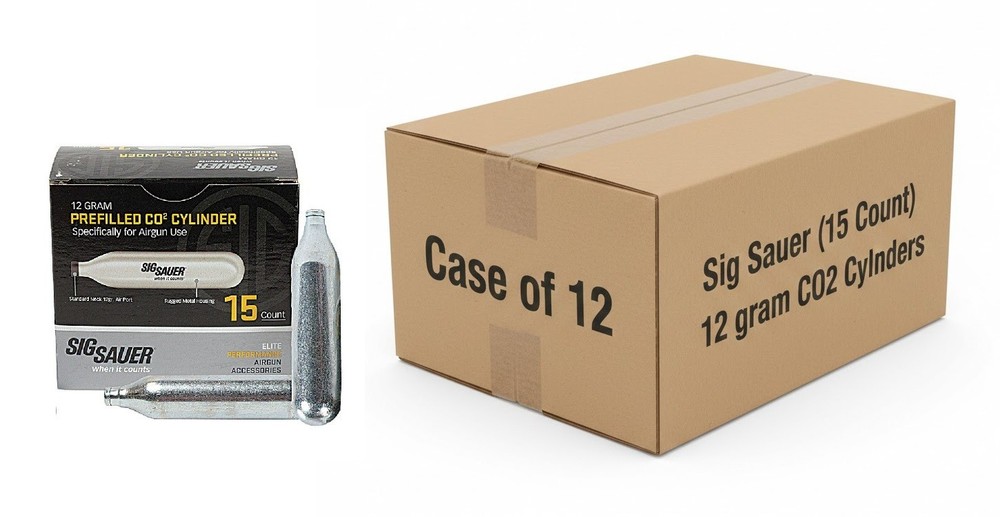 Case of 12 – Sig Sauer 12 Gram CO2 Cylinders (15 count) – Total 180 Wholesale