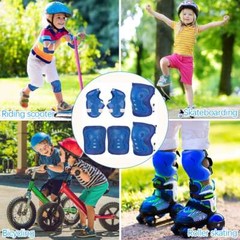 6Pcs/set Kids Knee Pads Wrist Elbow Protectors for Skating Skateboard Biking new
