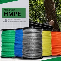 Blue HMPE Rope – Ultra-Strong 1600lb Dyneema, UV/Abrasion Resistant, Lightweight