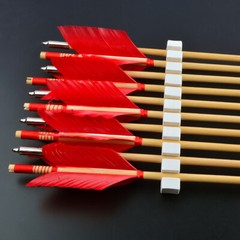 6/12PC 32″ Wooden Arrows 4″ Feathers Flu-Flu Traditional Longbow Archery Hunting