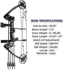 Compound Bow Draw Weight 0-70 Lbs for Pull Beginner and Intermediate Archer Full