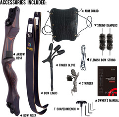 Hermit X8 ILF Takedown Recurve Bow 60-62″ for Hunting & Practice, 25-60lbs RH