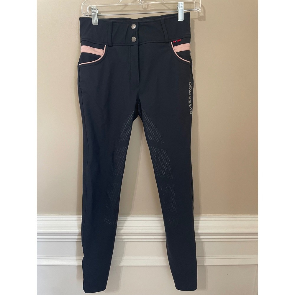 B Vertigo Size 24 Navy Blue Pink Full Seat Silicone Grip Equestrian Breeches