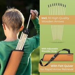 Wooden Bow and Arrow for Kids with 10 Arrows, Quiver, 3 Targets & Storage Bag…