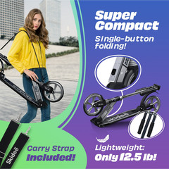Skidee Scooter for Kids Teens Adults 4 Adjustment Levels, Handlebar Up to 41In