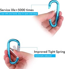 Durable 3 Inch D-Shape Aluminum Carabiners with Bonus Keychains – 50 LB Max Load