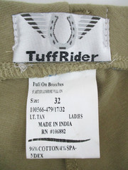 TuffRider Breeches Ladies 32 Lt. Tan Starter Low Rise Pull-On Riding Pants NWT