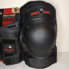 Eight Ball Multi-Sport Knee Elbow Wrist Pads Kid 8+ 3 Pack Combo Guard Black