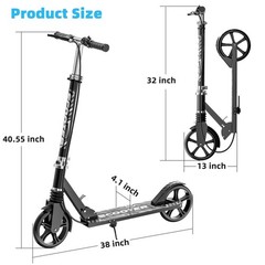 Scooters for Kids 8-12, Teens & Adults – Load 240 LBS, 8-Inch Wheels, Kick Scoot