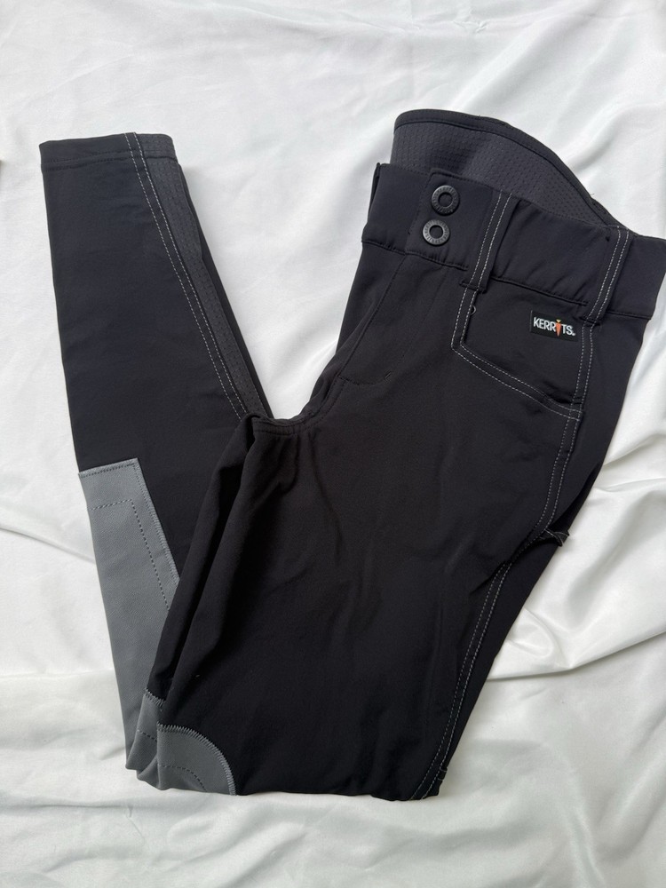 Kerrits Women’s Riding Breeches Knee Patch Pants Black/Gray Size S